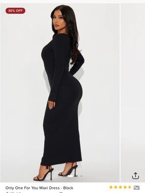 Fashion Nova Black Long-Sleeve Maxi Dress
